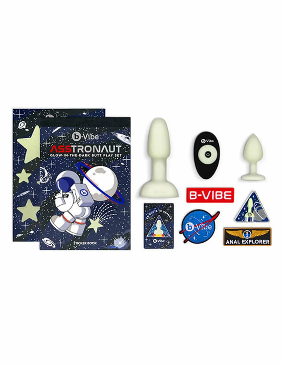 Fun Toys B-vibe Asstronaut Glow In The Dark Butt Play Set