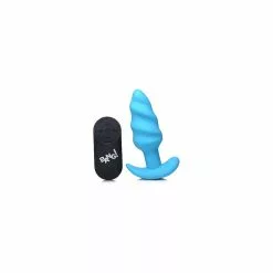 Bang! Bang 21X Vibrating Silicone Swirl Butt Plug Remote Controlled Blue