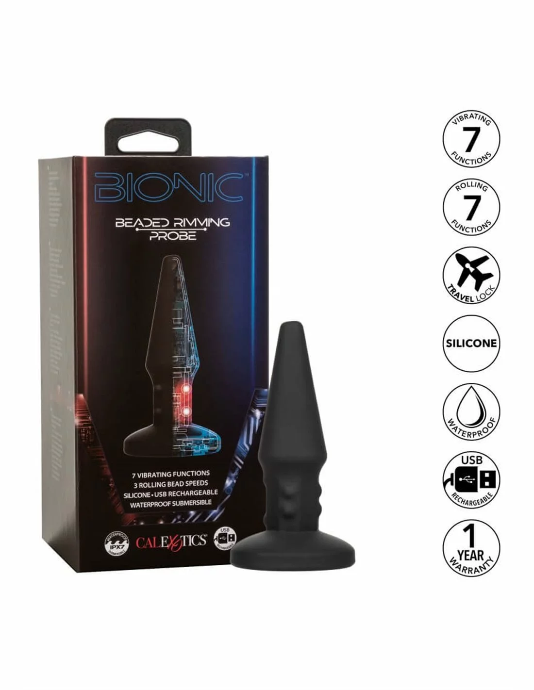 California Exotic Novelties CalExotics Bionic Beaded Rimming Probe - Afbeelding 7