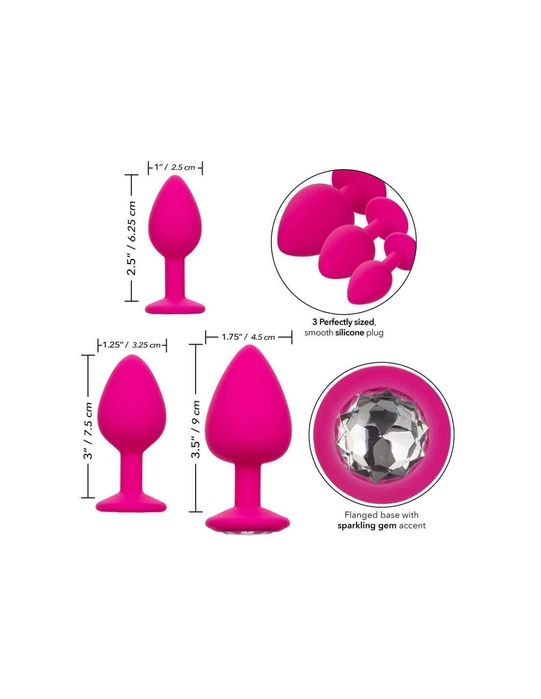 California Exotic Novelties CalExotics Cheeky Gems 3 Pcs Pink - Afbeelding 2