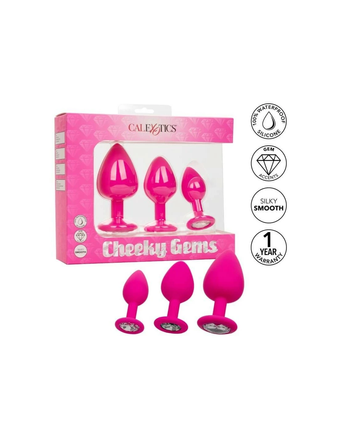 California Exotic Novelties CalExotics Cheeky Gems 3 Pcs Pink - Afbeelding 3