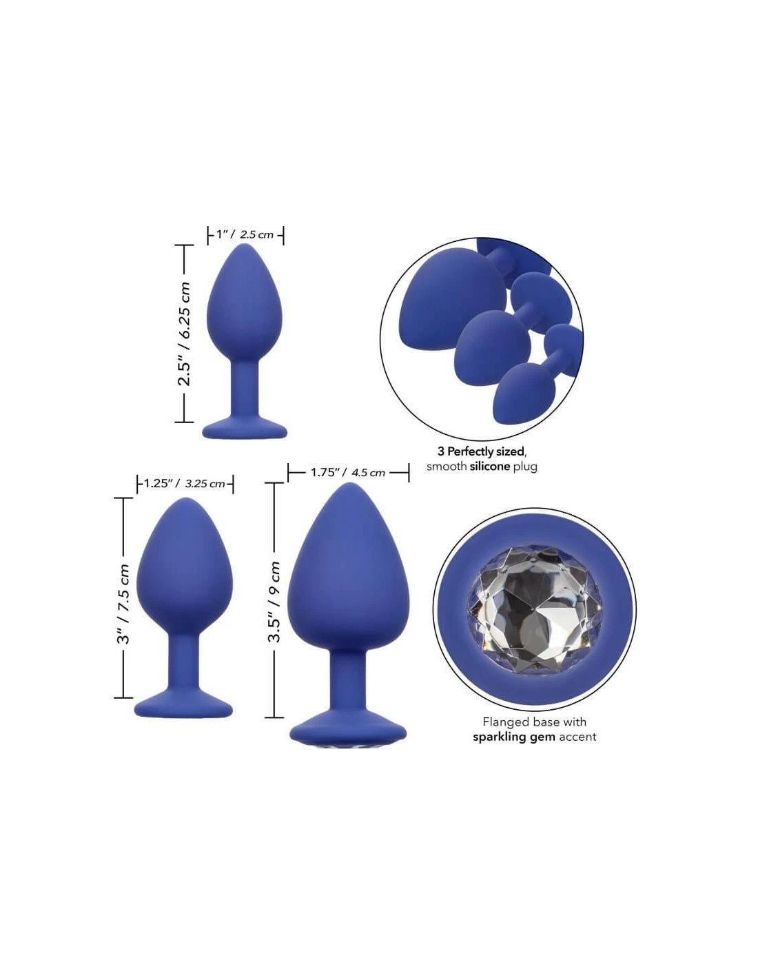 California Exotic Novelties CalExotics Cheeky Gems 3 Pcs Purple - Afbeelding 2