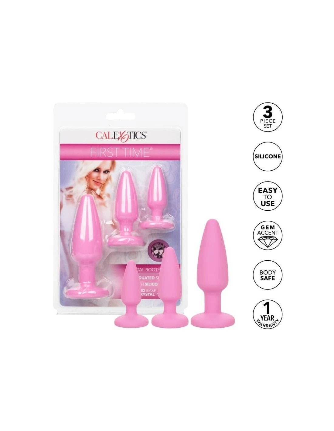 California Exotic Novelties Calexotics First Time Crystal Booty Kit Pink - Afbeelding 3