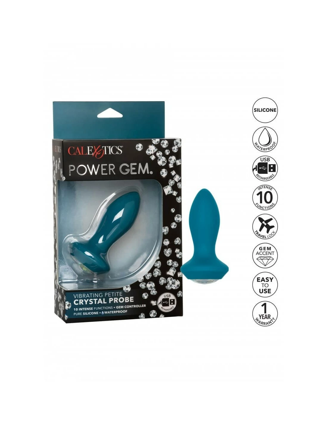 California Exotic Novelties CalExotics Vibrating Petite Crystal Probe Blue - Afbeelding 7