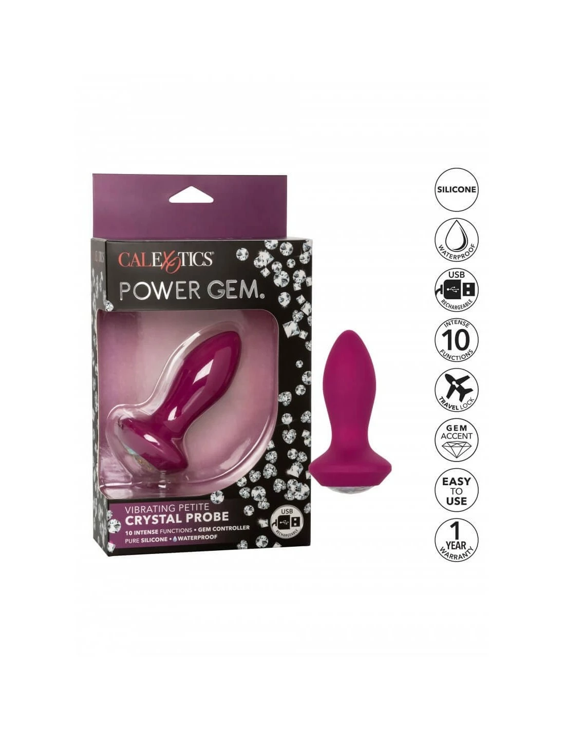 California Exotic Novelties CalExotics Vibrating Petite Crystal Probe Purple - Afbeelding 7