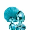 Global Novelties Nixie Metal Butt Plug Set Pom Blue