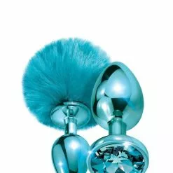 Global Novelties Nixie Metal Butt Plug Set Pom Blue