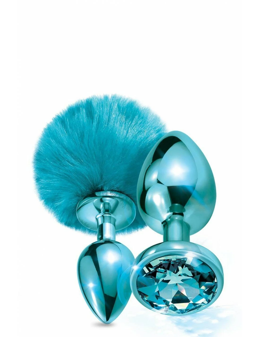 Global Novelties Nixie Metal Butt Plug Set Pom Blue