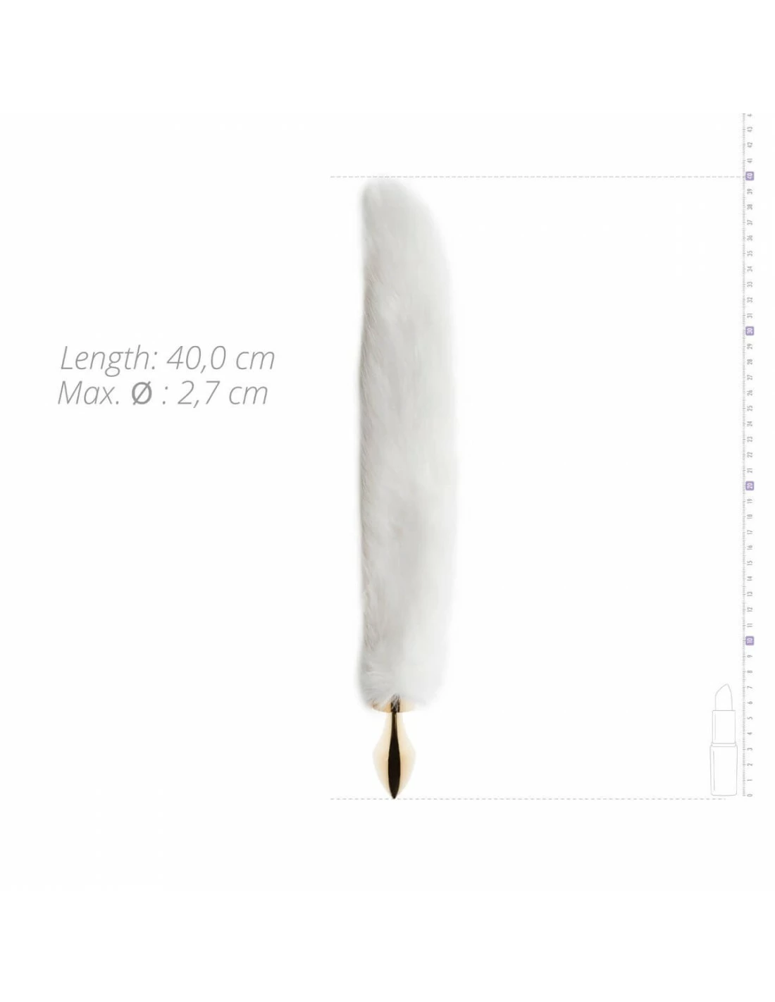 White Label Kleine Goudkleurige Buttplug Met Witte Vossenstaart - Afbeelding 3