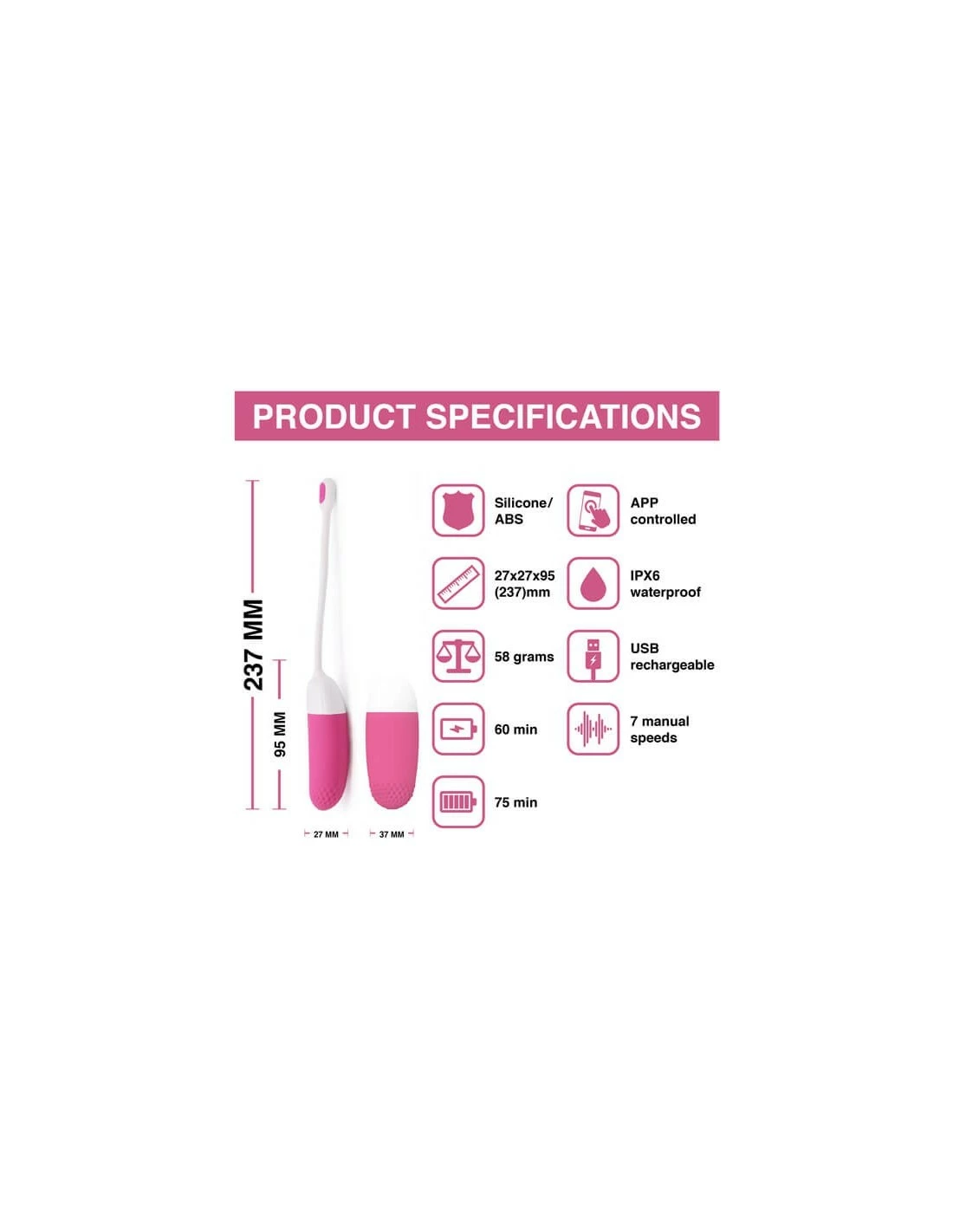 Magic Motion Vini App Controlled Love Egg Pink - Afbeelding 7