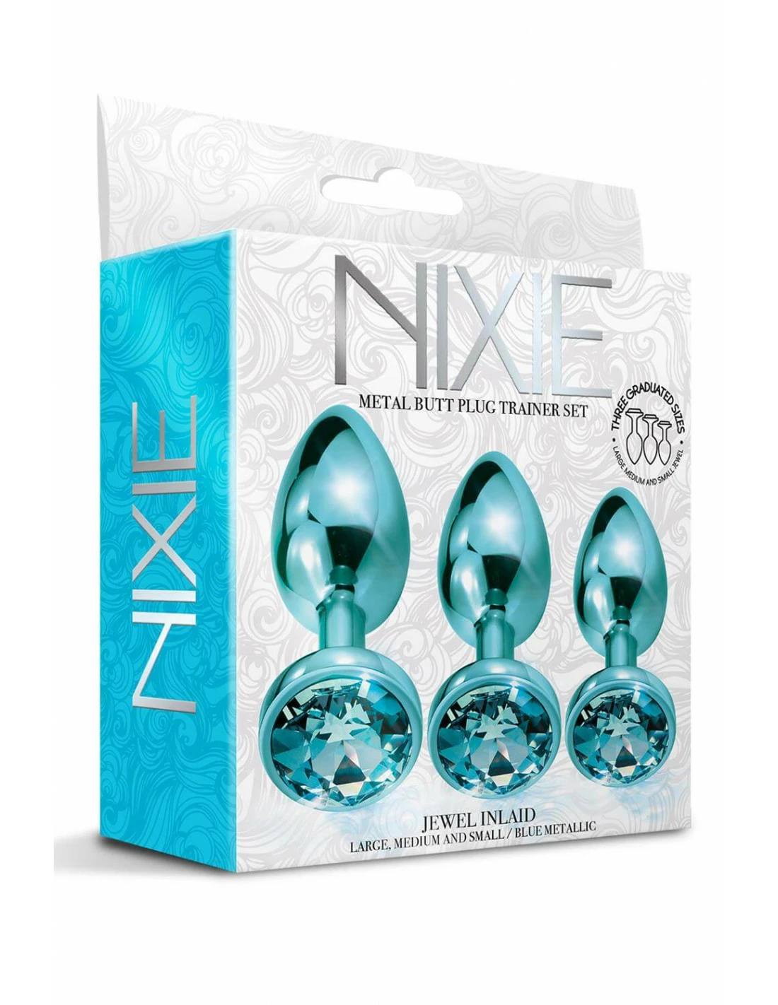 Global Novelties Nixie Metal Butt Plug Trainer Set Blue Metallic - Afbeelding 6