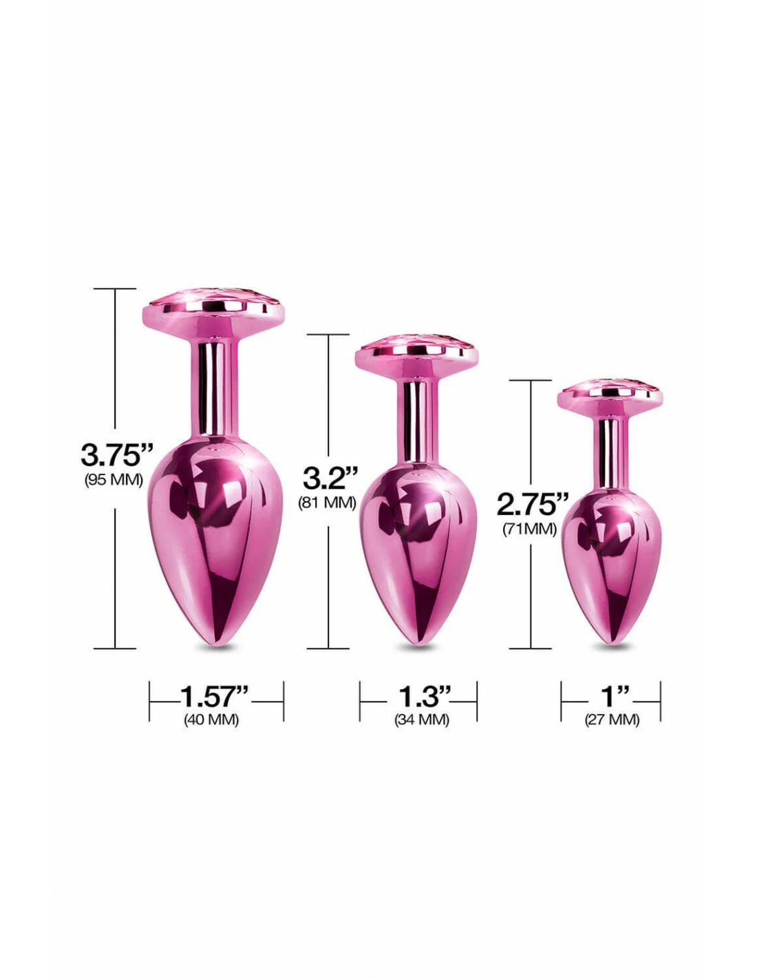 Global Novelties Nixie Metal Butt Plug Trainer Set Pink Metallic - Afbeelding 2