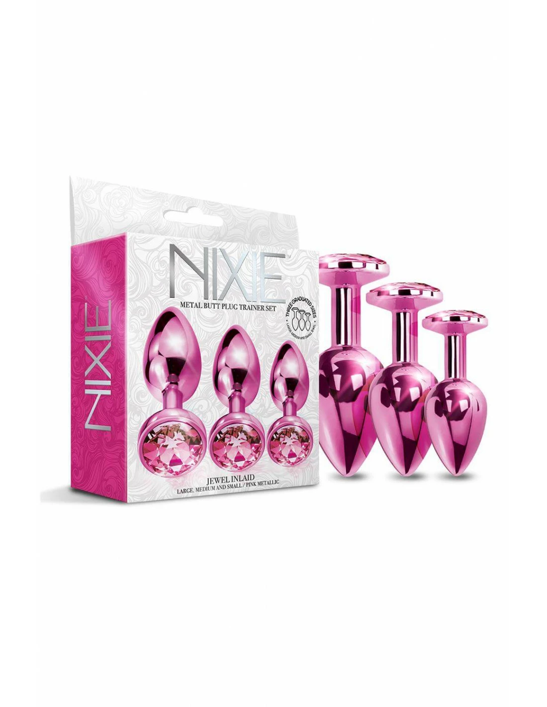 Global Novelties Nixie Metal Butt Plug Trainer Set Pink Metallic - Afbeelding 3