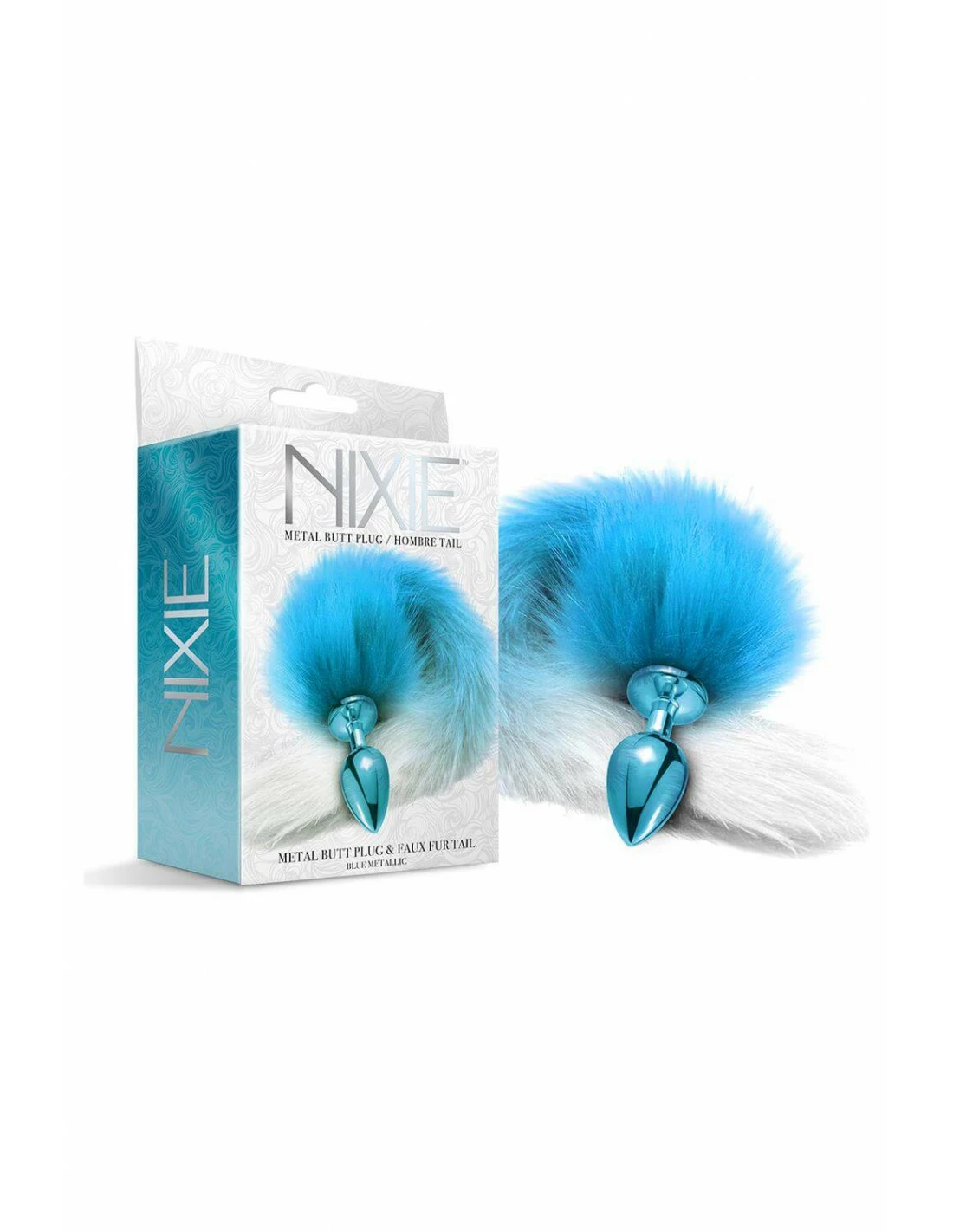 Global Novelties Nixie Metal Butt Plug With Ombre Tail Blue Metallic - Afbeelding 3