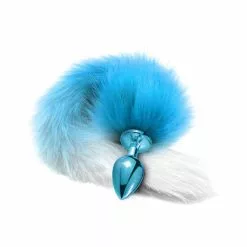 Global Novelties Nixie Metal Butt Plug With Ombre Tail Blue Metallic