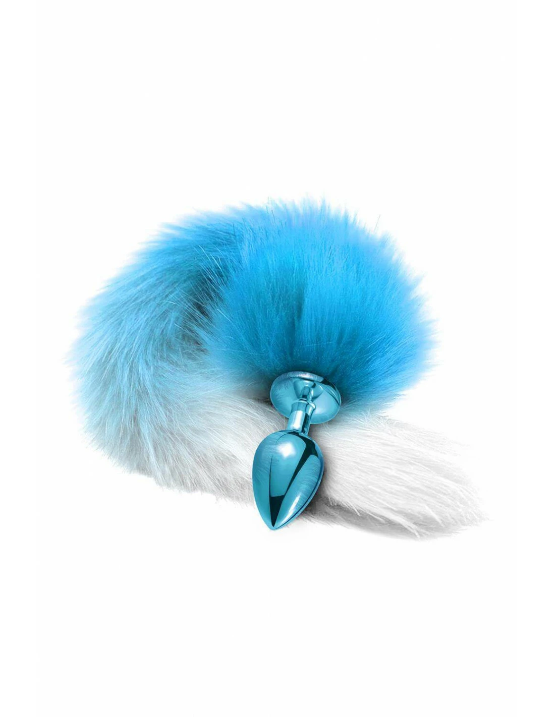 Global Novelties Nixie Metal Butt Plug With Ombre Tail Blue Metallic