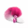 Global Novelties Nixie Metal Butt Plug With Ombre Tail Pink Metallic