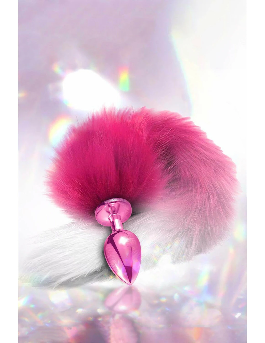 Global Novelties Nixie Metal Butt Plug With Ombre Tail Pink Metallic - Afbeelding 3