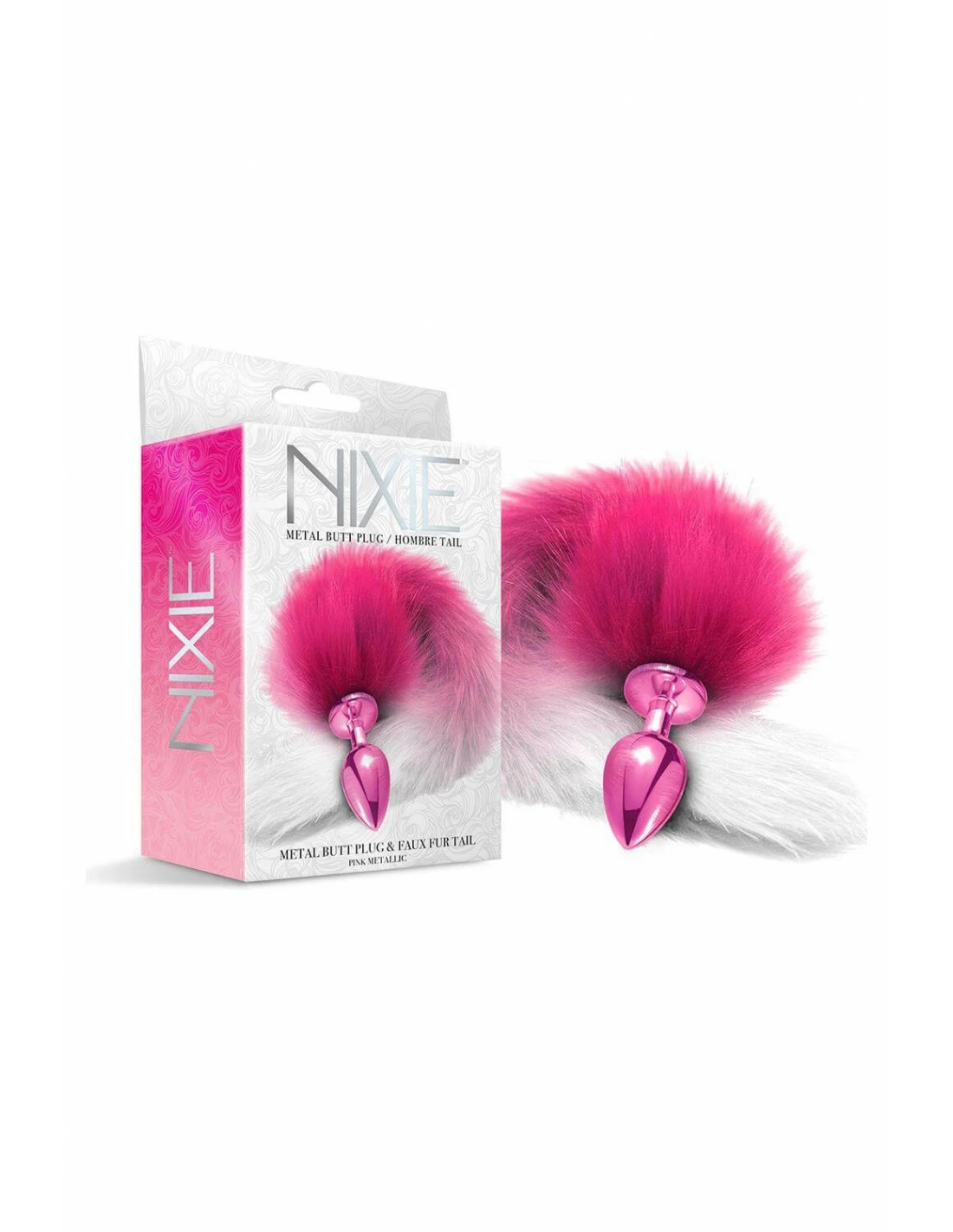 Global Novelties Nixie Metal Butt Plug With Ombre Tail Pink Metallic - Afbeelding 4