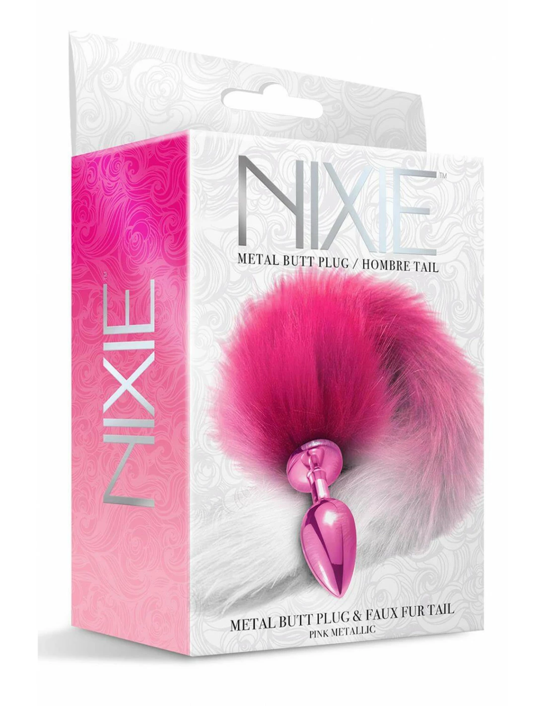 Global Novelties Nixie Metal Butt Plug With Ombre Tail Pink Metallic - Afbeelding 5