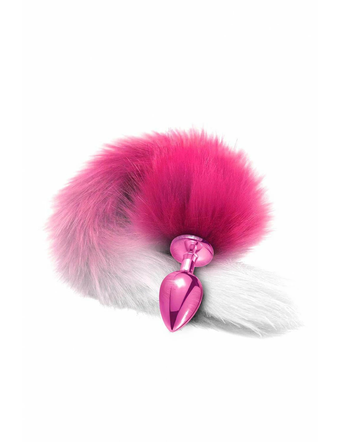 Global Novelties Nixie Metal Butt Plug With Ombre Tail Pink Metallic