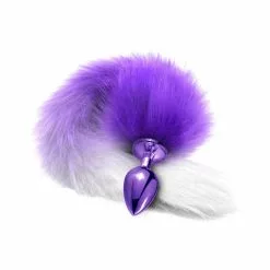 Global Novelties Nixie Metal Butt Plug With Ombre Tail Purple Metallic