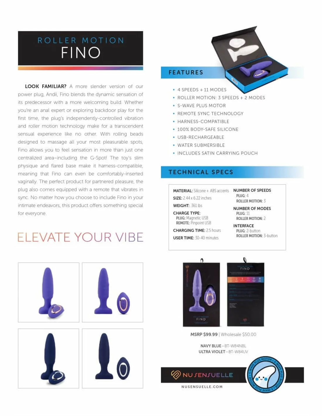 Nu Sensuelle Fino Roller Motion Plug Blue - Afbeelding 4