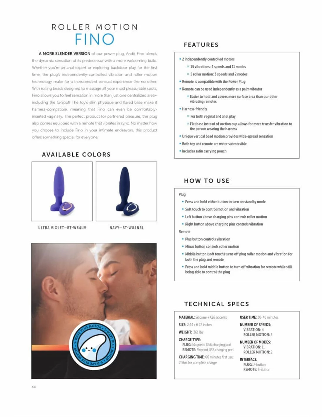 Nu Sensuelle Fino Roller Motion Plug Blue - Afbeelding 5