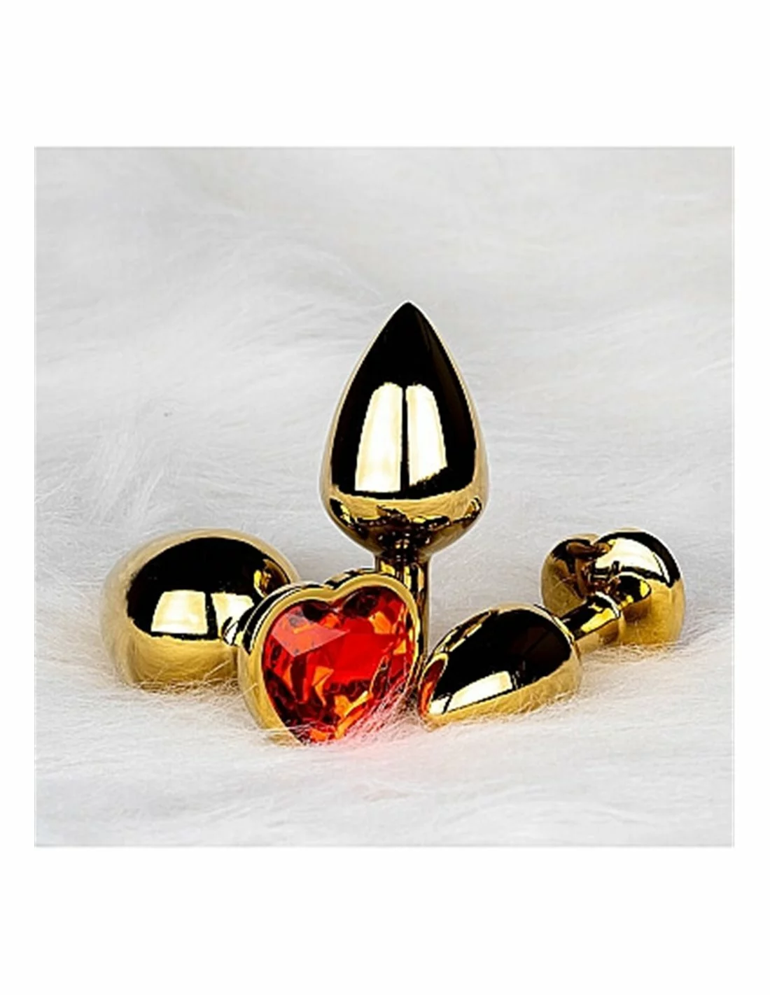 Ouch! Ouch Heart Gem Butt Plug Large Gold Ruby Red - Afbeelding 7