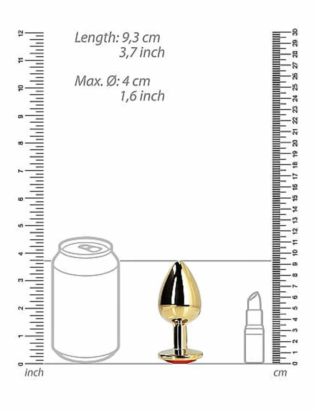 Ouch! Ouch Heart Gem Butt Plug Large Gold Ruby Red - Afbeelding 8