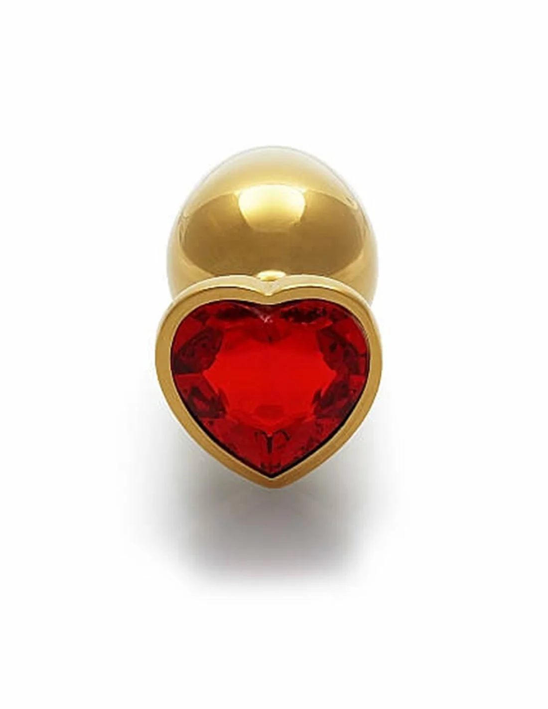 Ouch! Ouch Heart Gem Butt Plug Large Gold Ruby Red
