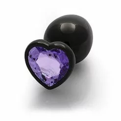 Ouch! Ouch Heart Gem Butt Plug Large Gunmetal Amethyst Purple