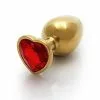 Ouch! Ouch Heart Gem Butt Plug Medium Gold Ruby Red