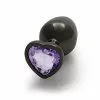 Ouch! Ouch Heart Gem Butt Plug Medium Gunmetal Amethyst Purple