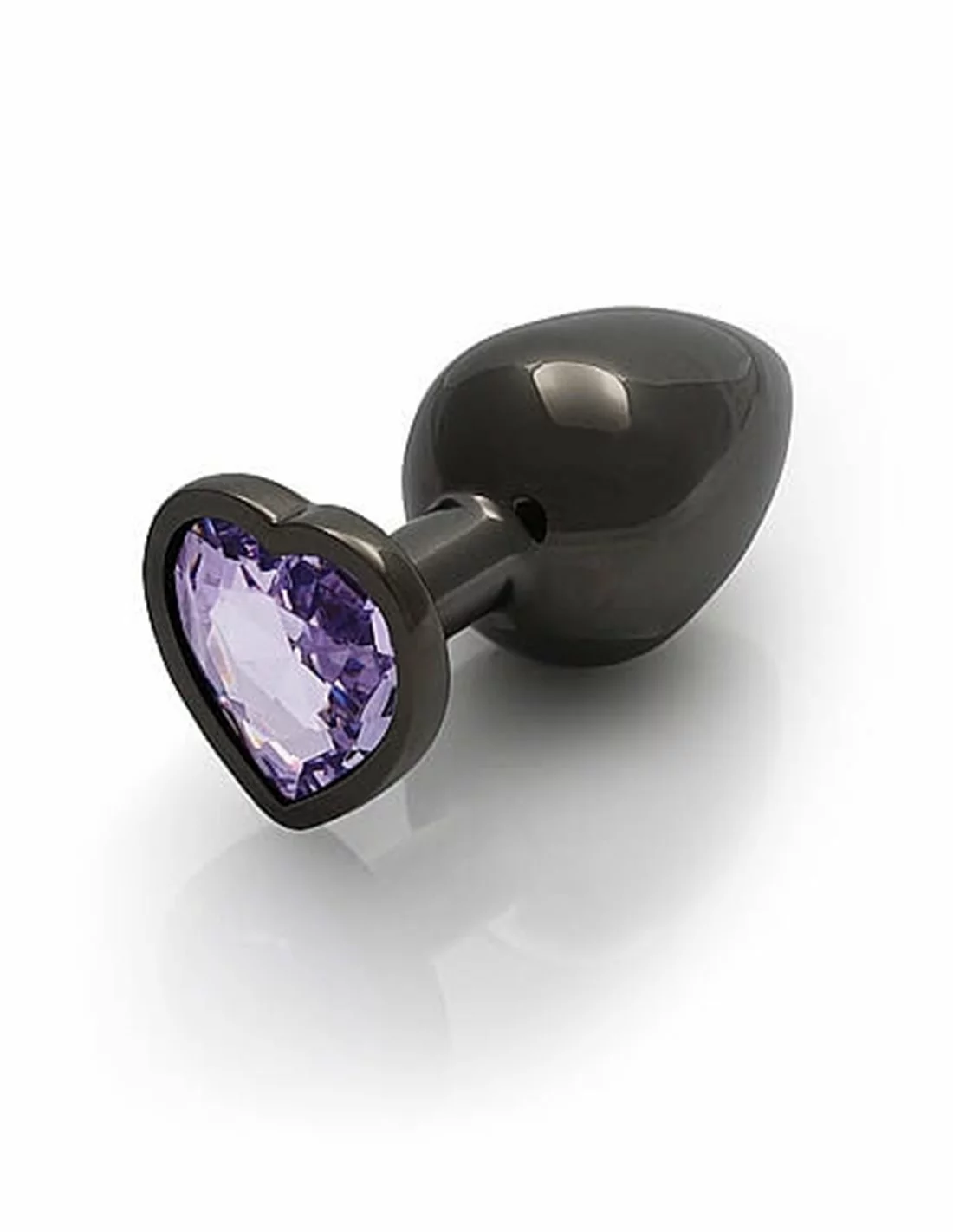 Ouch! Ouch Heart Gem Butt Plug Medium Gunmetal Amethyst Purple - Afbeelding 5