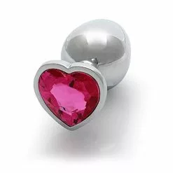 Ouch! Ouch Heart Gem Butt Plug Medium Silver Rubellite Pink