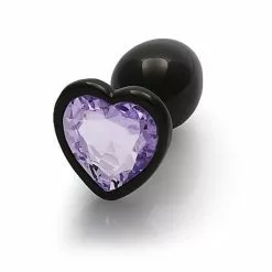 Ouch! Ouch Heart Gem Butt Plug Small Gunmetal Amethyst Purple