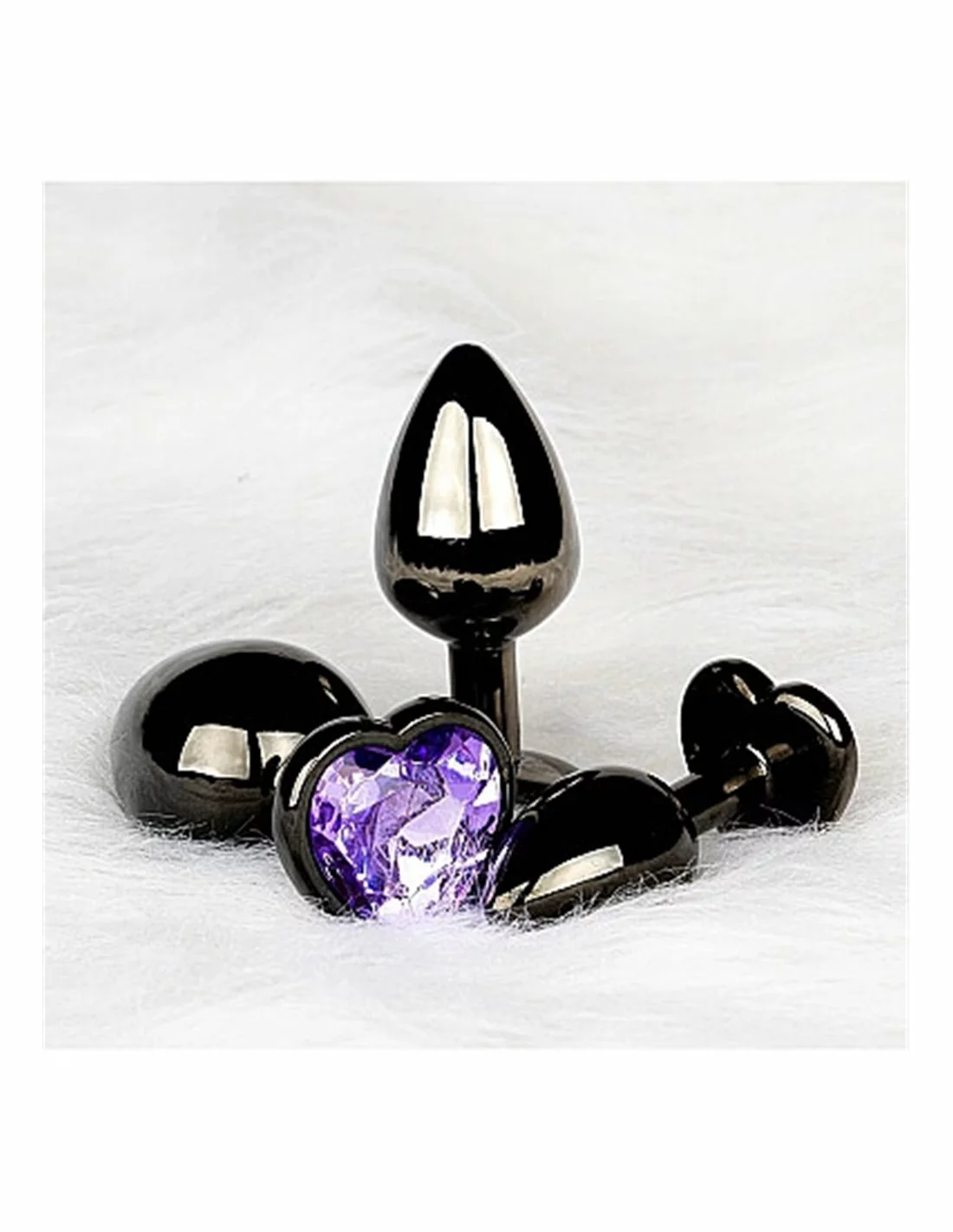 Ouch! Ouch Heart Gem Butt Plug Small Gunmetal Amethyst Purple - Afbeelding 8