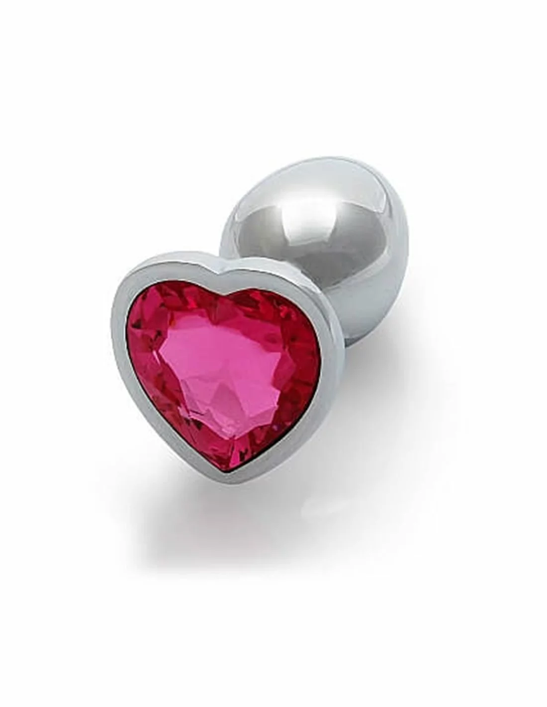Ouch! Ouch Heart Gem Butt Plug Small Silver Rubellite Pink - Afbeelding 2
