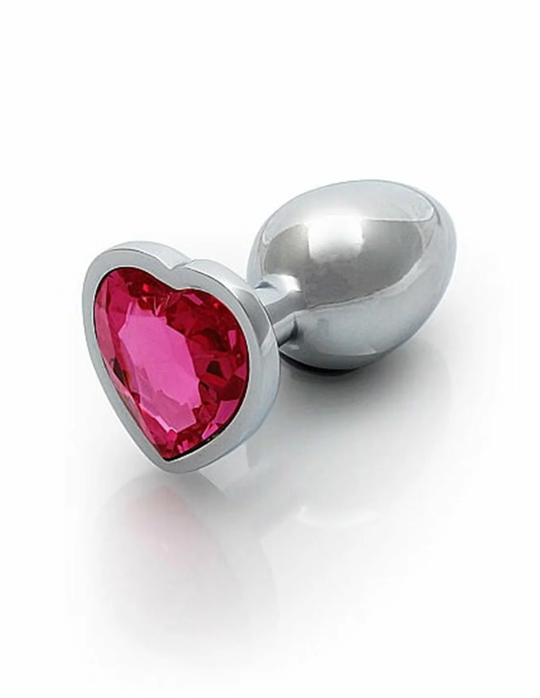 Ouch! Ouch Heart Gem Butt Plug Small Silver Rubellite Pink - Afbeelding 4