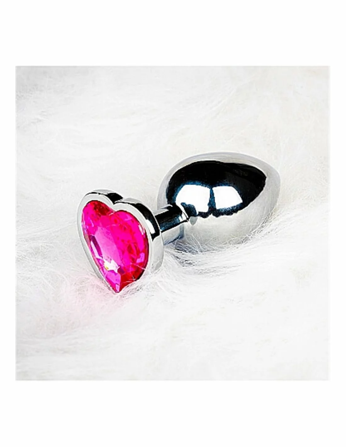 Ouch! Ouch Heart Gem Butt Plug Small Silver Rubellite Pink - Afbeelding 7