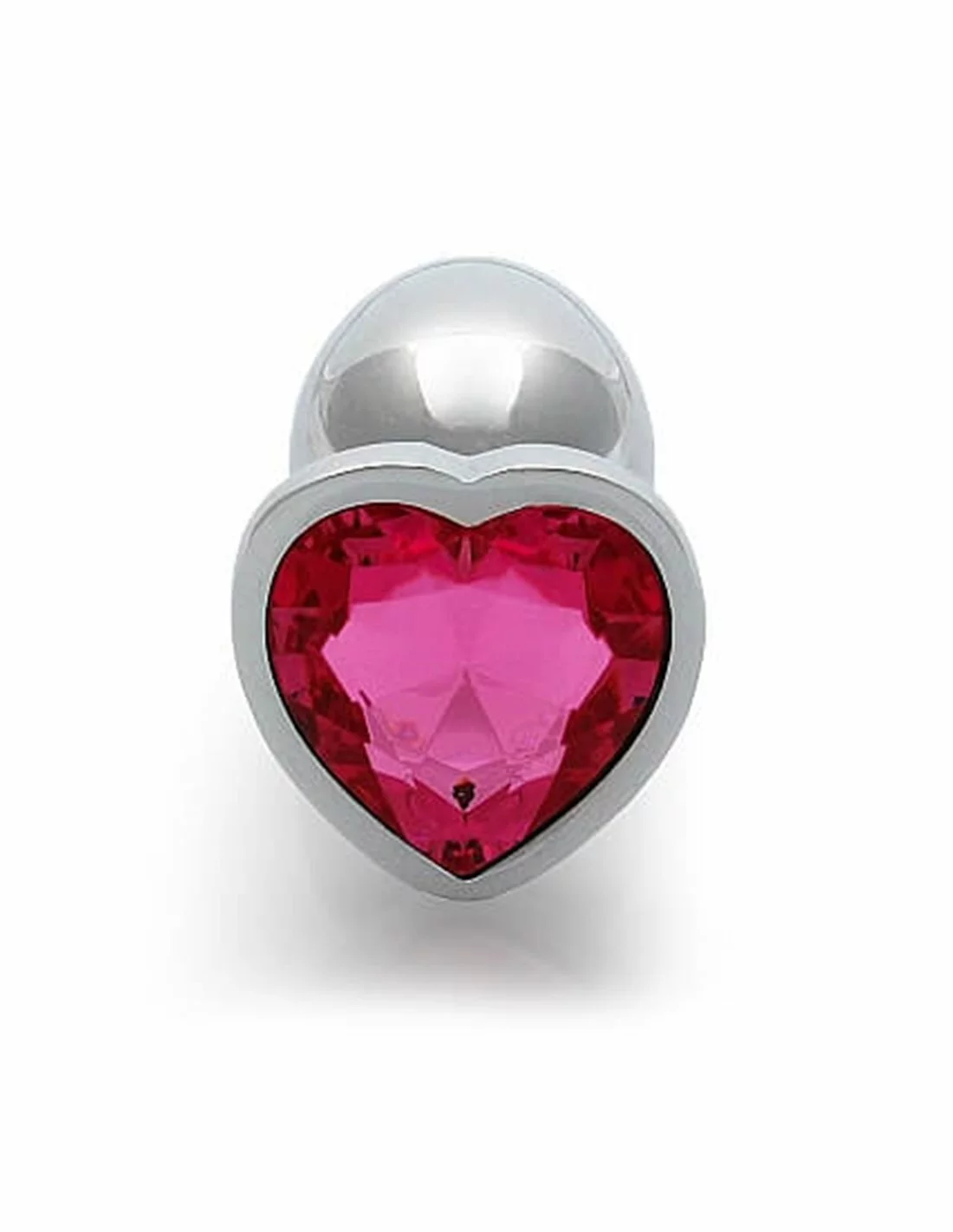 Ouch! Ouch Heart Gem Butt Plug Small Silver Rubellite Pink