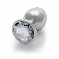 Ouch! Ouch Round Gem Butt Plug Large Silver Diamond