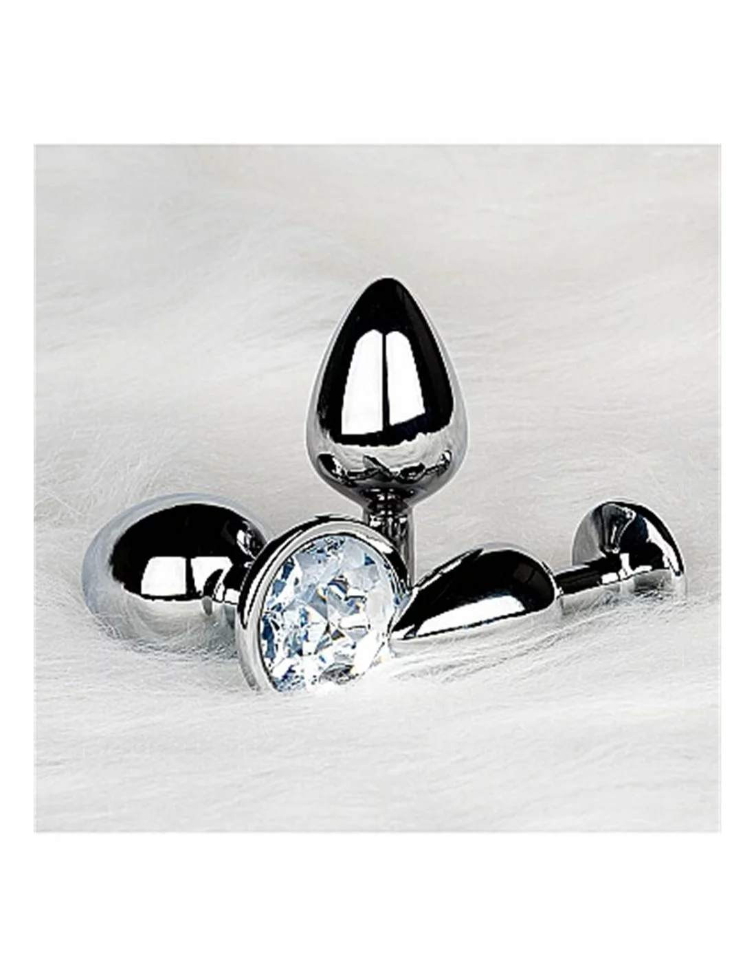 Ouch! Ouch Round Gem Butt Plug Large Silver Diamond - Afbeelding 7