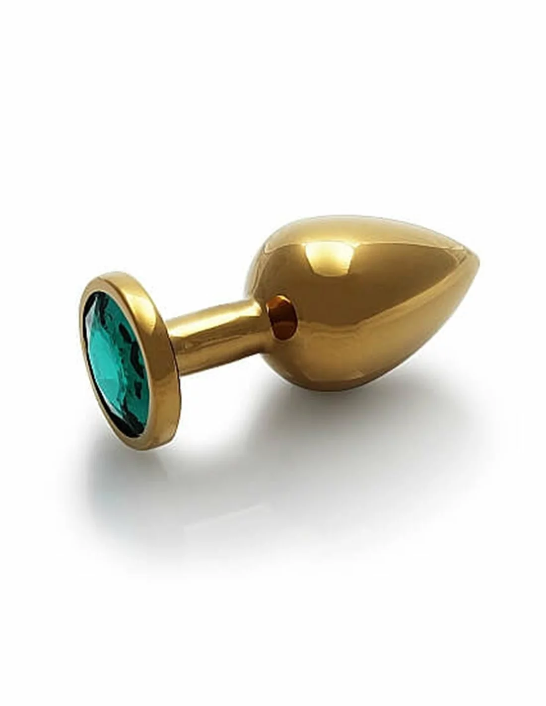 Ouch! Ouch Round Gem Butt Plug Medium Gold Emerald Green - Afbeelding 3