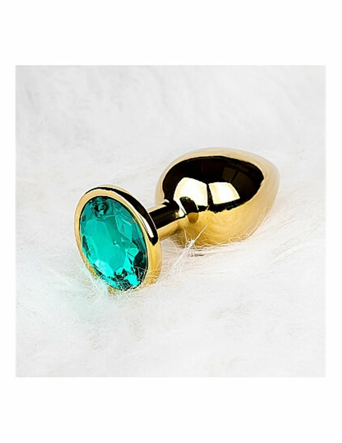 Ouch! Ouch Round Gem Butt Plug Medium Gold Emerald Green - Afbeelding 6