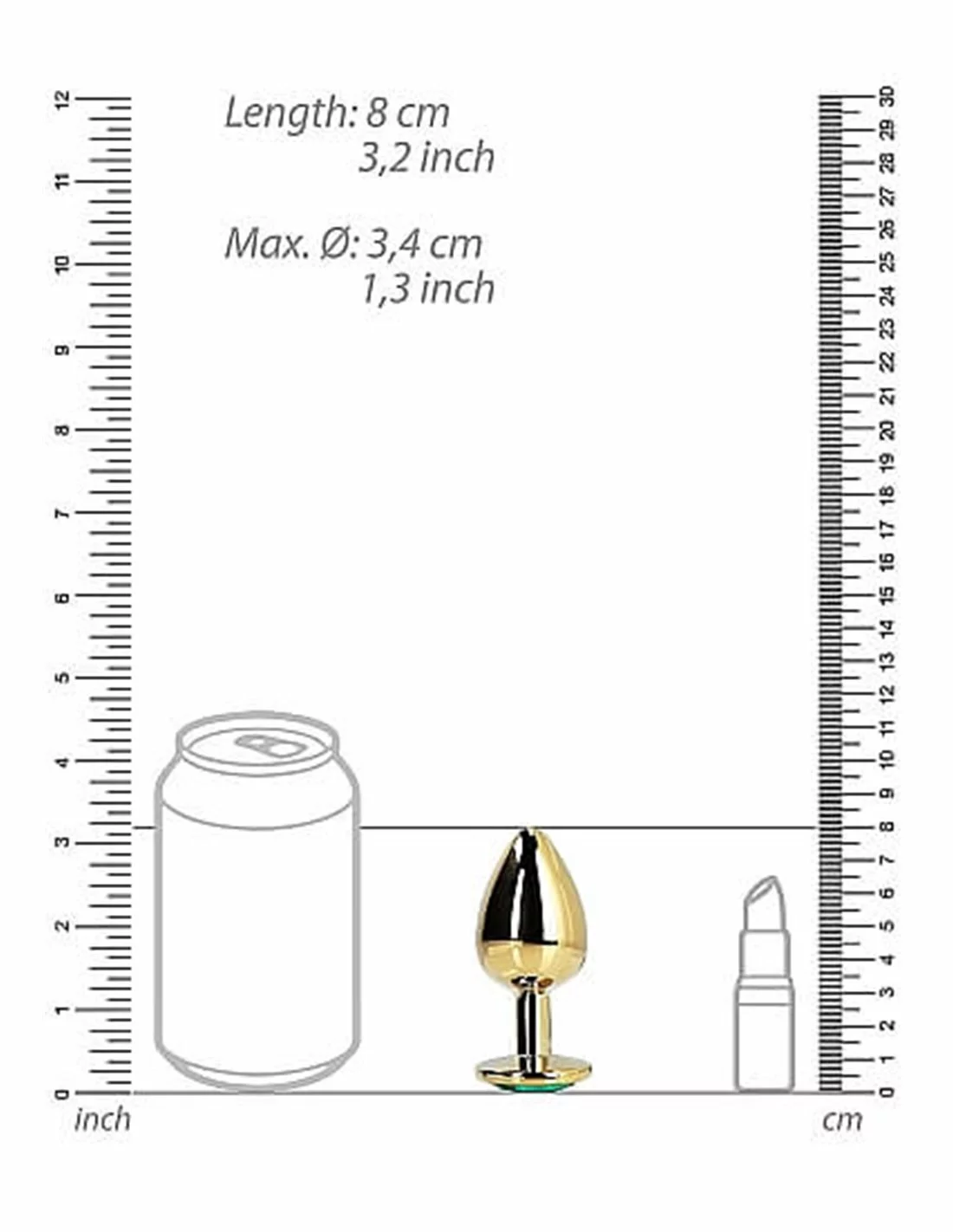 Ouch! Ouch Round Gem Butt Plug Medium Gold Emerald Green - Afbeelding 8