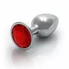 Ouch! Ouch Round Gem Butt Plug Small Silver Ruby Red