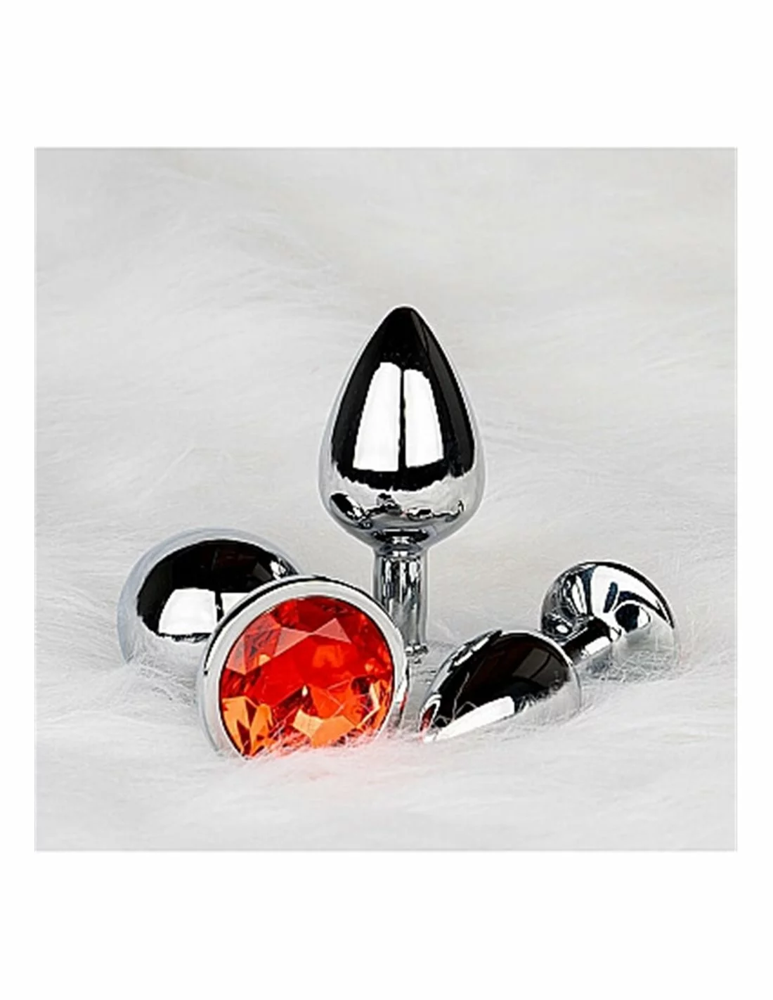 Ouch! Ouch Round Gem Butt Plug Small Silver Ruby Red - Afbeelding 7