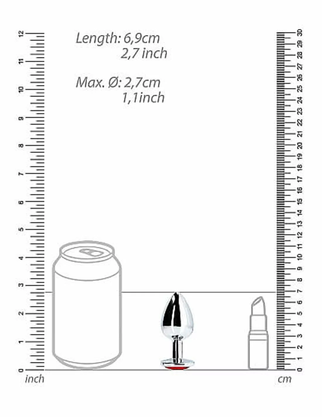 Ouch! Ouch Round Gem Butt Plug Small Silver Ruby Red - Afbeelding 8